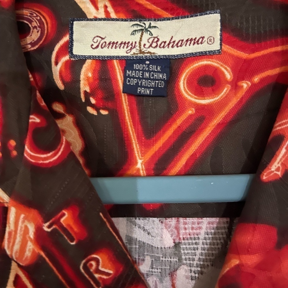 Tommy Bahama Mens Beach Silk Multi Color Brown Red Shirt short sleeves Small - Picture 3 of 5